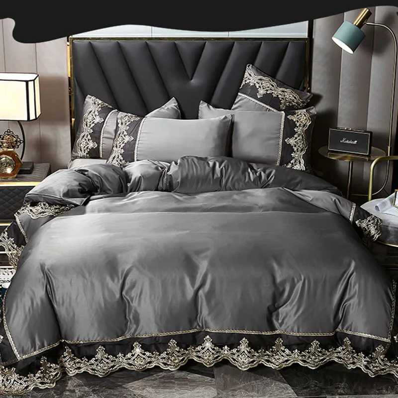 Summer European Ice Rayon Bed Skirt Bedding Set Skin-Friendly Silky Quilt Kit for Sleepers Ice Silk Cozy Cooling Bedspread Sets D260317