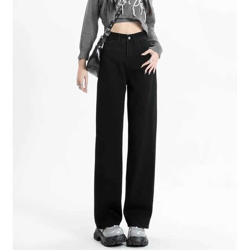 Female Light Blue High Waist Thin Jeans Women Fashion Baggy Straight Leg Denim Trousers s Classic Korean Solid Pants M260317