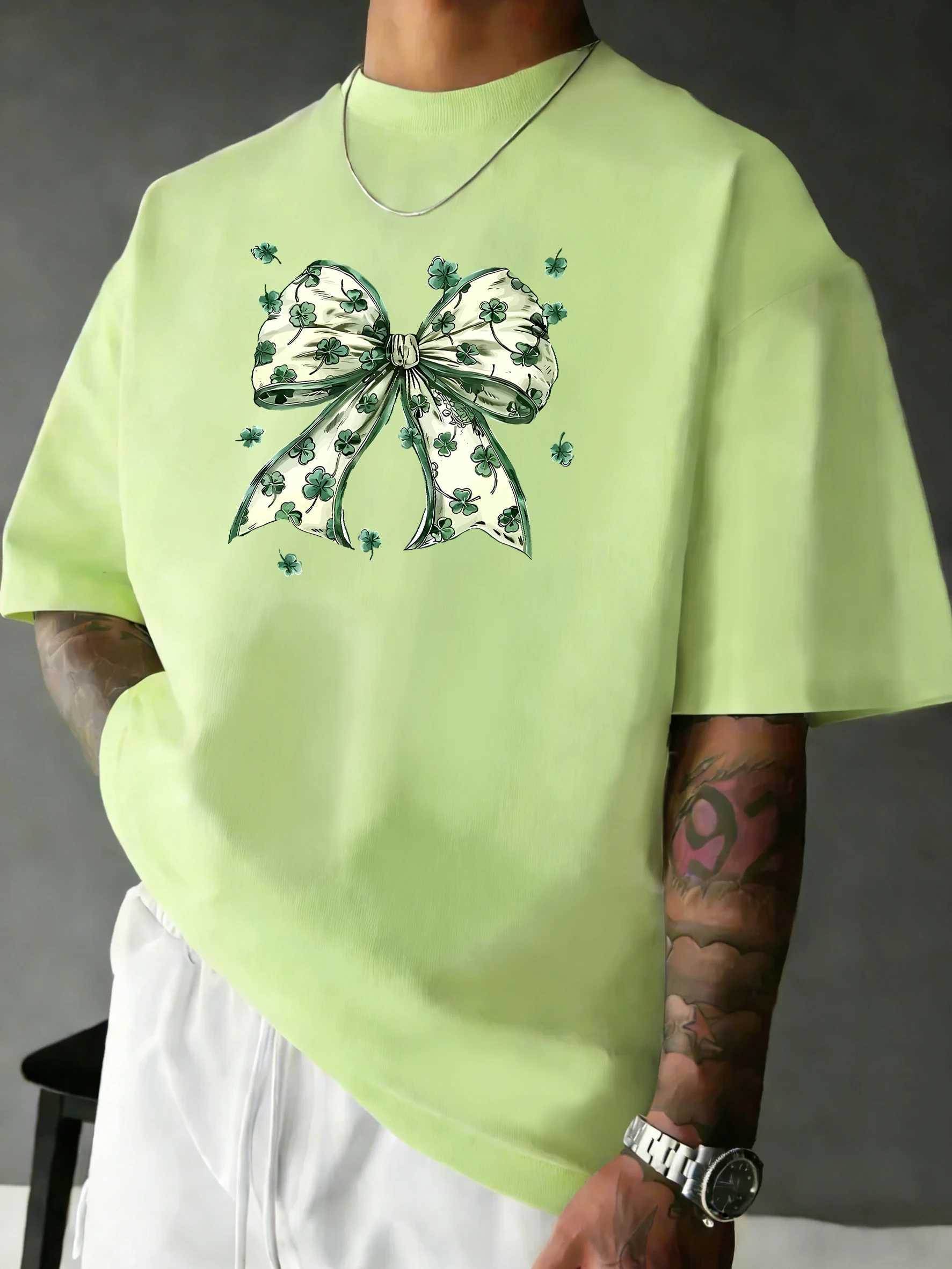 Clover Bowpattern Sport Youthful Short Sleeve Man Summer All-Match Tee Shirts O-Neck Casual Tops Hip Hop Cotton Streetwear M260317