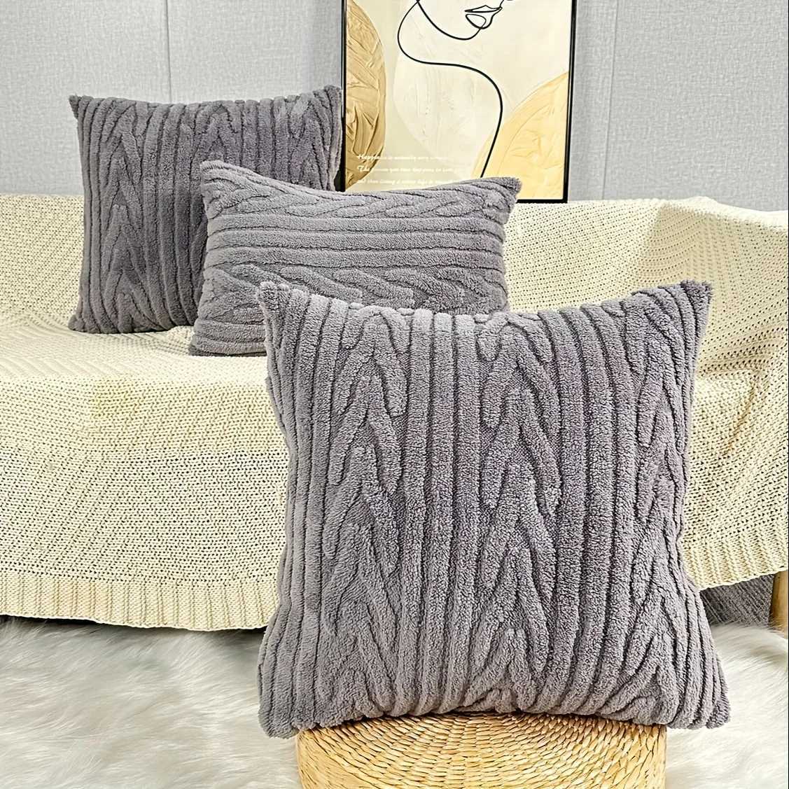 Boho Soft and Cozy Plush Faux Wool Velvet 30x50/45x45CM Cream White Throw Pillow Cover for Bedroom and Living Room Decor Cushion D260317