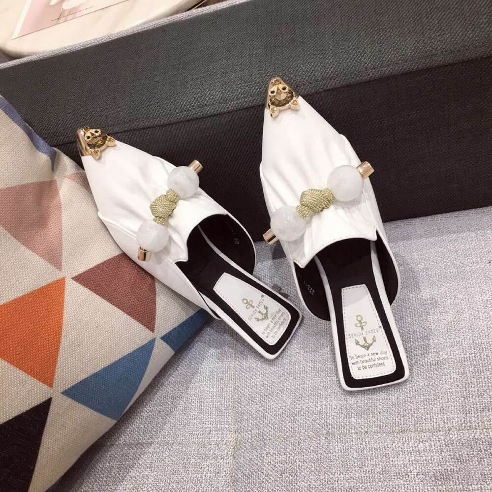 Closed Toe Half Slippers For Women Outdoor Wear Spring Summer Fashion Versatile Lazy Flat Low Heel Sandals Celebrity