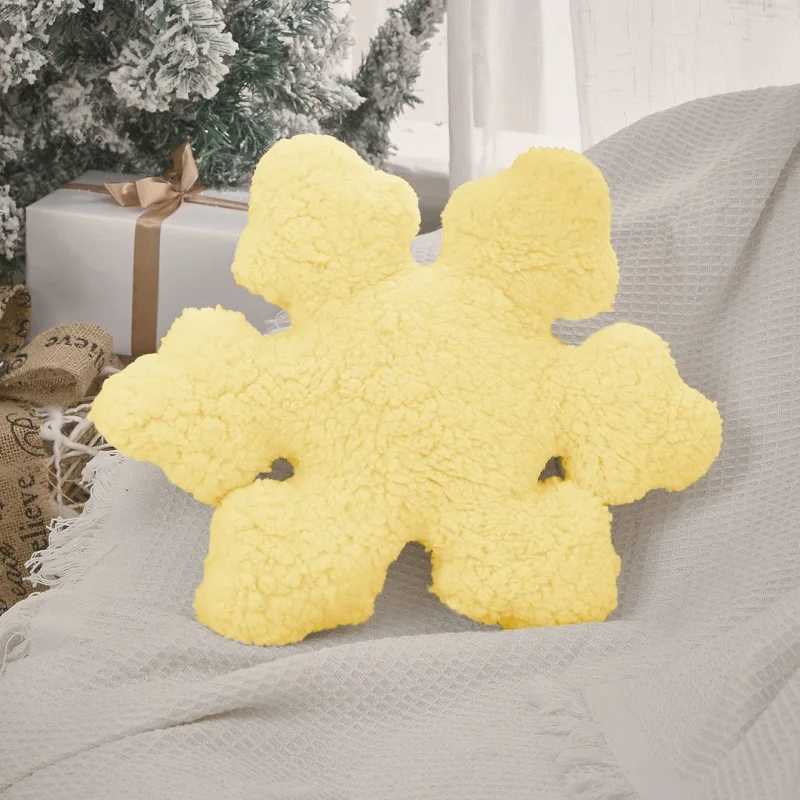 3D Snowflake Decorative Cushion Winter White Snowflake Shape Pillow Christmas Home Holiday Decoration Sofa Cojines for Bedroom D260317