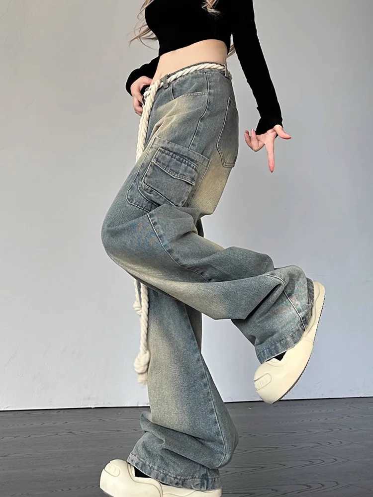 Women Fashion Wide Leg Baggy Jeans Streetwear Vintage Baggy Denim Pants Lady Korean Retro Patchwork Red Heart Oversized Trousers M260317