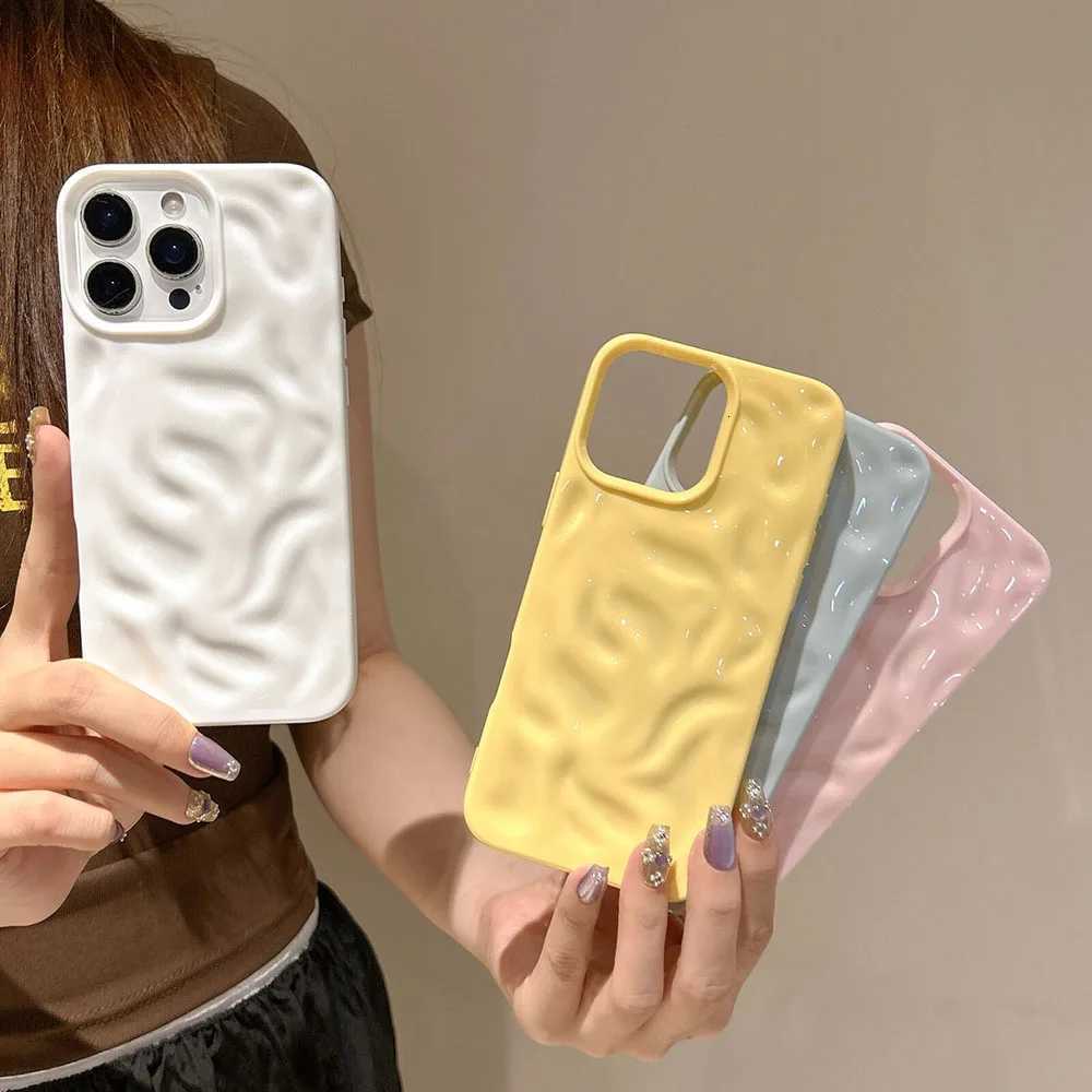 Luxury Fold Pattern Texture Wave Soft Silicone Phone Case for iPhone 16 15 14 13 12 11 Pro Max Candy Shockproof Bumper Cover C260314