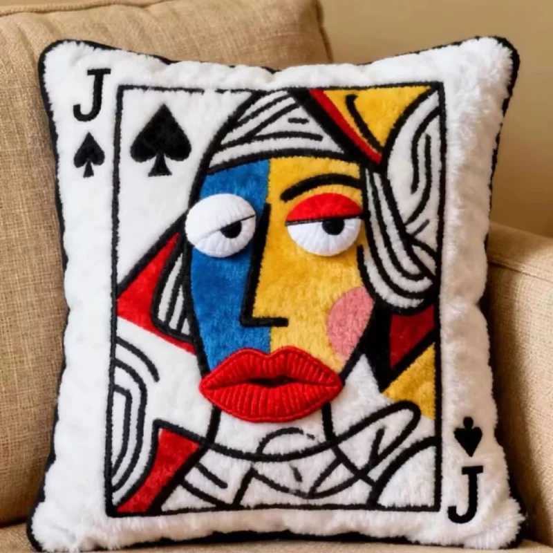 Cute Plush Embroidered Playing Cards Embroidered Pillow Cushion Fun Gift for Friends D260317
