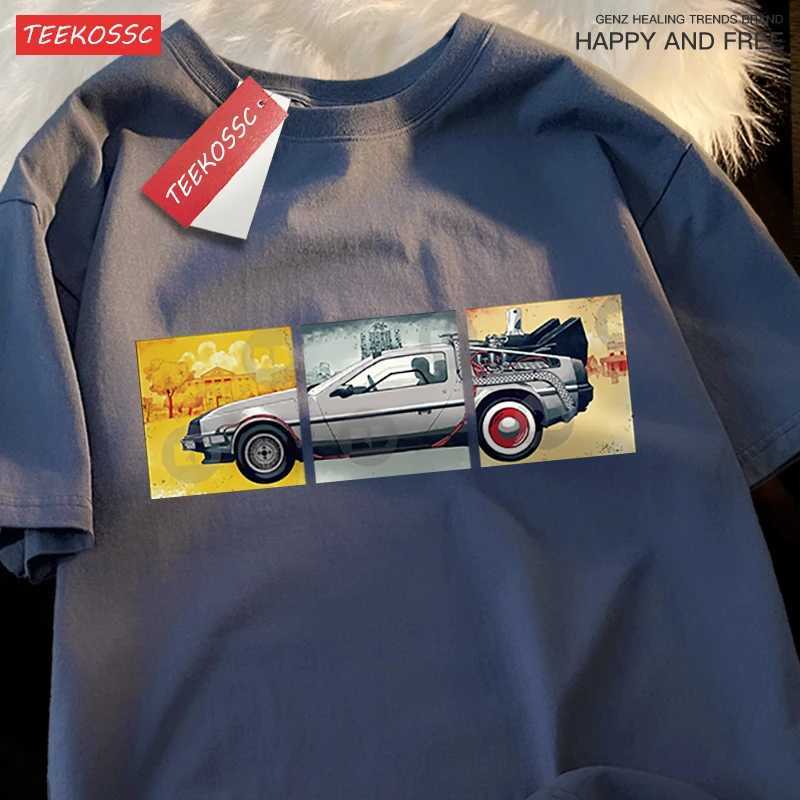 Back To The Future Movie Car T Shirt Mens Cartoons Loose Menswear Cotton Summer T Shirts Hip Hop Oversized Short Sleeve Couple M260317