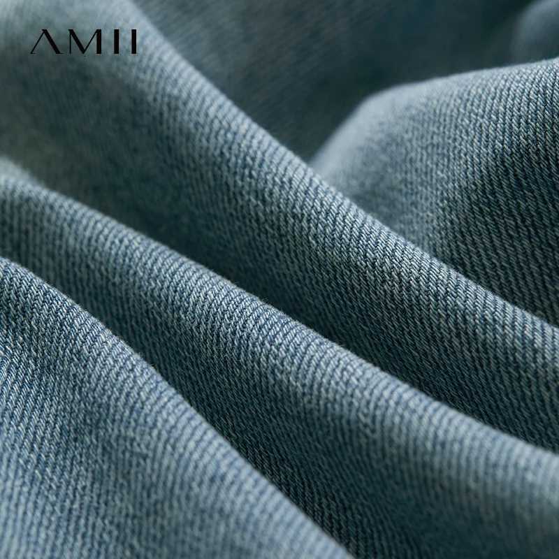AMII Minimalist Blue Jeans Women 2025 Autumn New Versatile Denim Wide Leg Pants Low Waist Thin Casual Loose Trousers 12542121T260317
