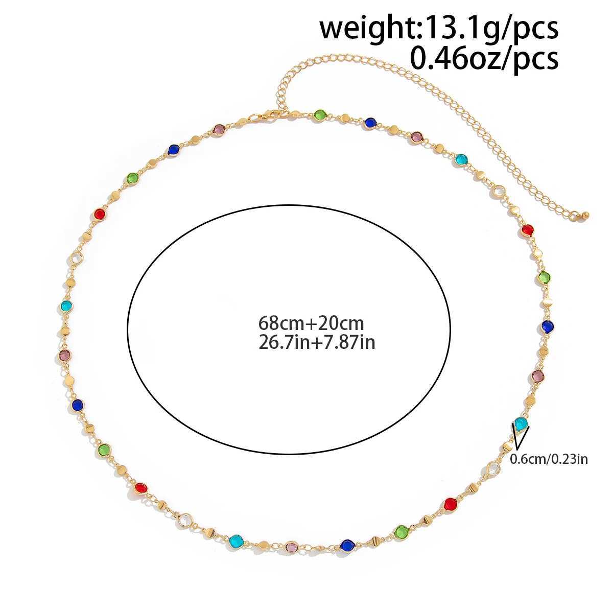 IngeSightZ Simple Colorful Geometric Crystal Waist Belly Chain for Women 2024 Trendy Bikini Thin Belt Chain Body Jewelry H260316 - view 6