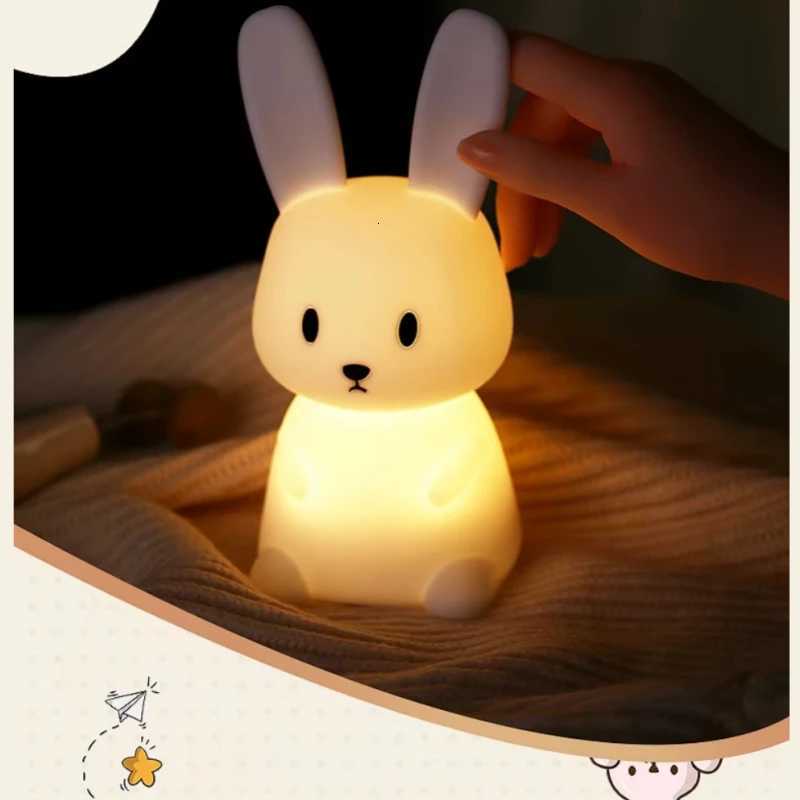 LED Night light Silicone Rabbit Touch Sensor lamp Cute Animal Light Bedroom Decor Gift for Kid Baby Child Table Lamp Home Decor H260316