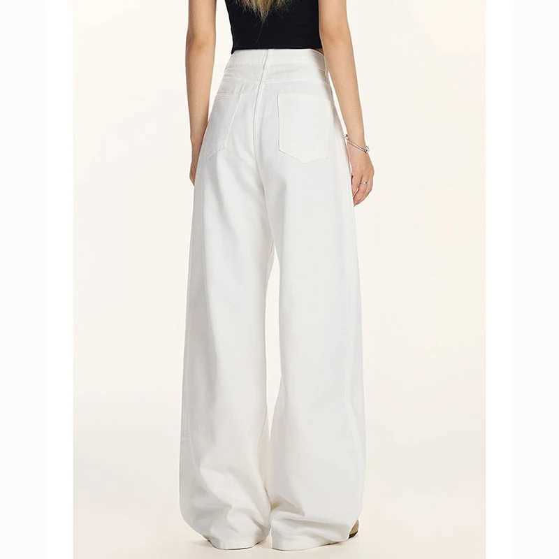 2026 New Retro Fashion Lady Baggy Jeans Female Thin Straight Leg Denim Pants s Korean High Waist Casual Trousers M260317