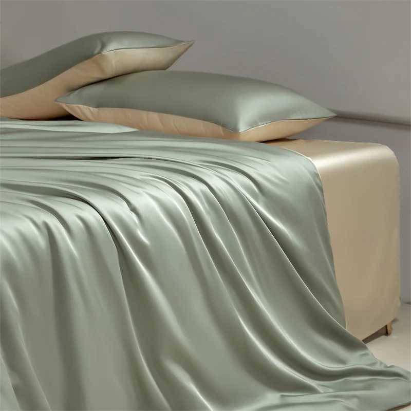 Four piece set of natural silk solid color bedding ice silk smooth nude sleeping bedding D260317