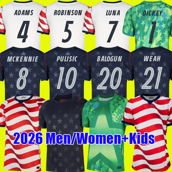 S-4XL world cup 2026 PULISIC MCKENNIE Football USA Jersey LUNA ADAMS WEAH America Football Shirt United States Camisetas USMNT PLAYER Men kids Kits 26 27 uniforms