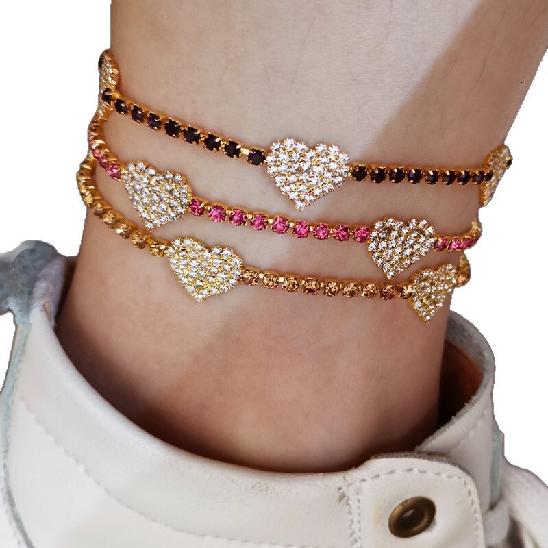 Popular Fashion With Full Rhinestones, European American Beach Jewelry For Women, Versatile And Shiny Rhinestone Anklet
