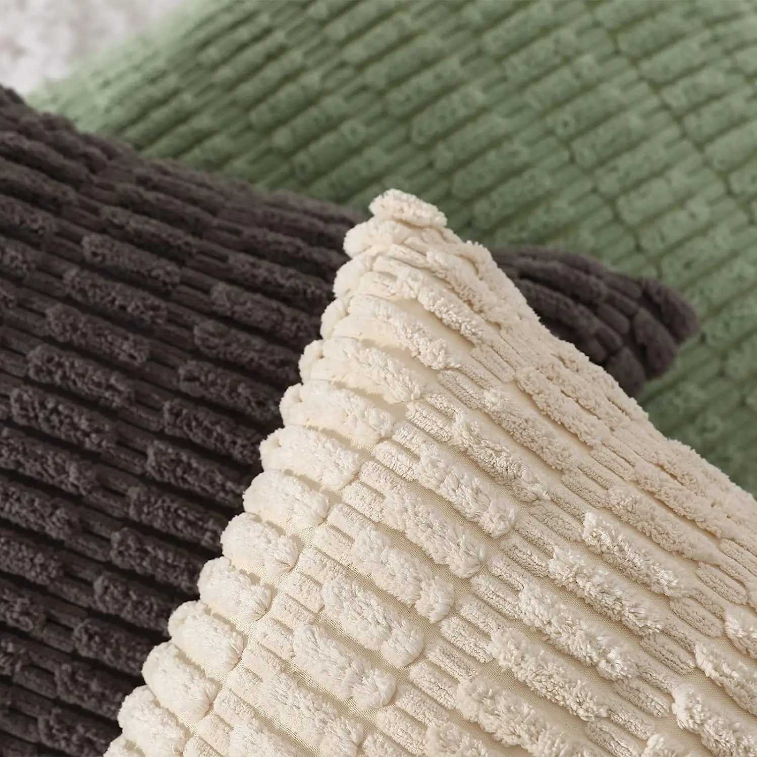 1pc Super Soft Striped Corduroy Pillow Covers Cushion Cases Pillowcases for Couch Sofa Bed Farmhouse D260317