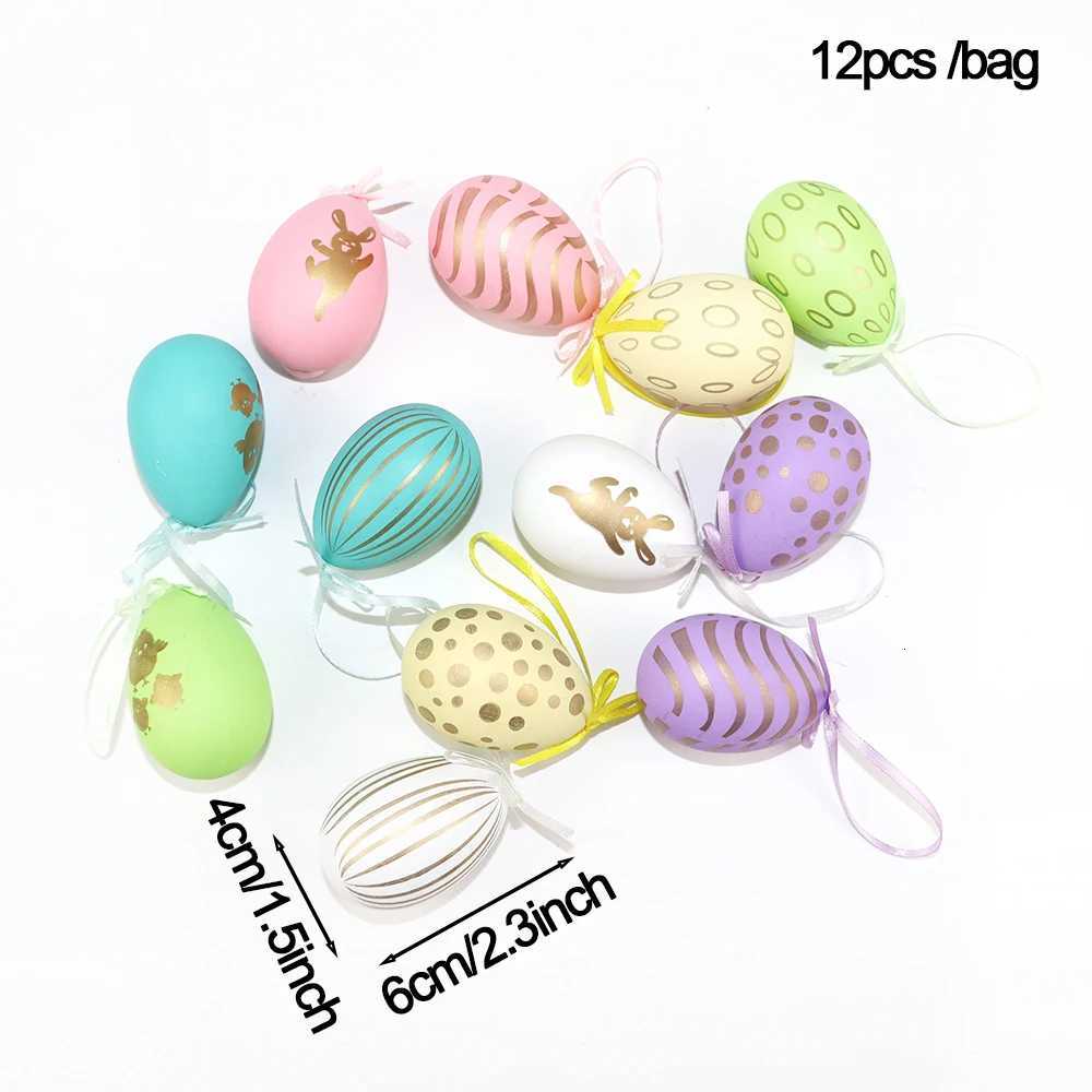 12pcs Colorful Easter Eggs Tree Pedant Hanging Ornament Happy Easter Party Supplies Easter Gift 2026 Easter Decorations For Home H260316
