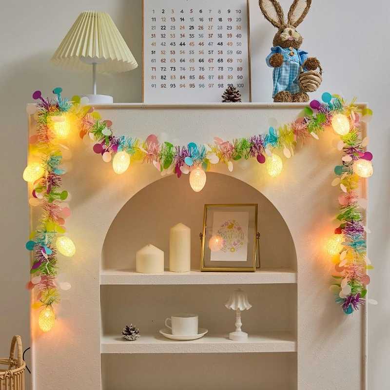 2M Artificial Easter Lights String with Eggs Hanging Ornament for Spring Easter Party Home DIY Craft Wreath Birthday PartyDecor H260316