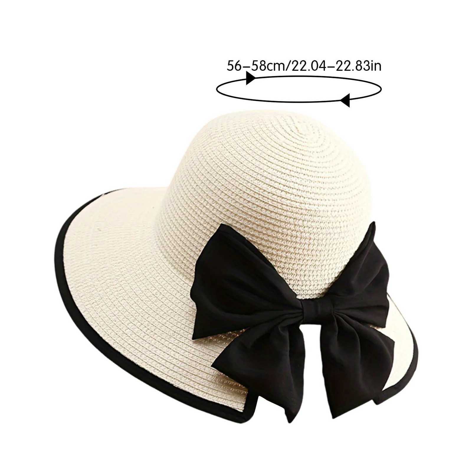 Womens Wide Brim Straw Hat with Bowknot Summer Straw Sun Hat Beach Vacation Sun Protection Hats for Outdoor Travel Photography H260317 - view 7