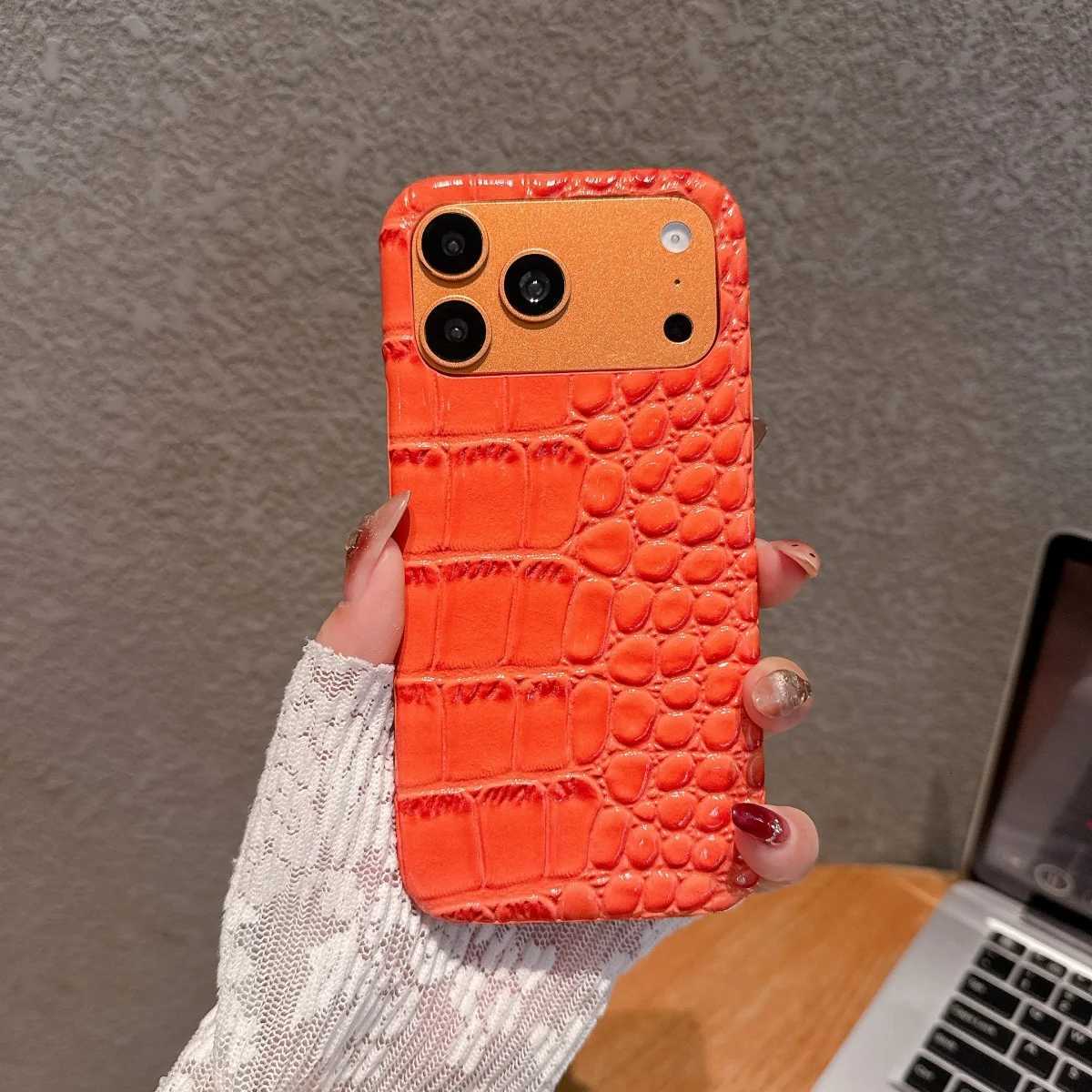 Luxury Glossy Crocodile Leather Texture Phone Case For iPhone 17 Air 16 15 14 Plus 13 11 Pro Max Frameless Shockproof Girl Cover C260314