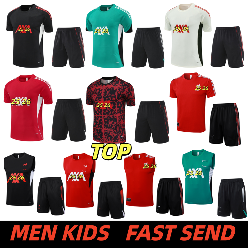 25 26 27 LFC LiverpooL Training short-sleeved vest Football Tracksuit 2026 WIRTZ Men's Kids LiverpooLL soccer jersey Training Suit