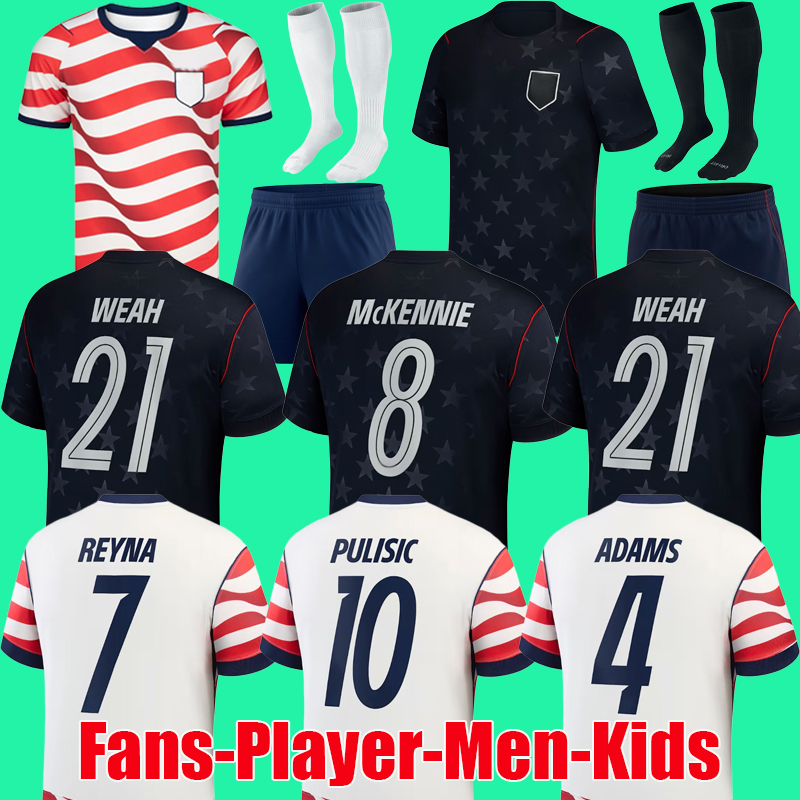2026 PULISIC usAS AARONSON soccer jerseys ADAMS 26 27 men kids kits USAs football shirt top thailand quality REYNA McKENNIE Men Kids women kits