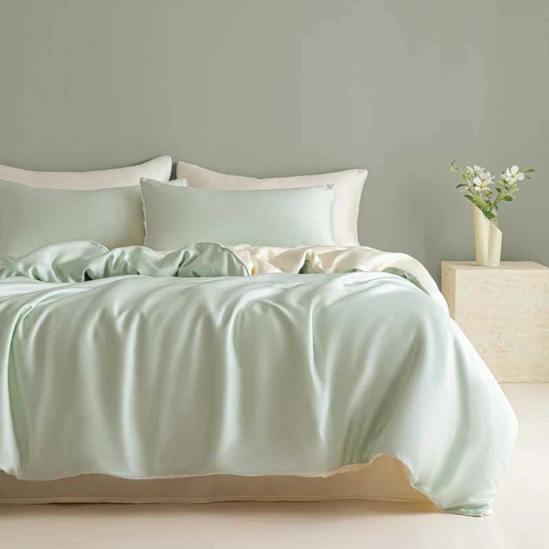 New Washed Ice Silk Bedding Set 4PCS Summer Cool Touch Rope Design Sheet Set Soft Breathable Hotel Luxury Twin/Full/Queen Size D260317