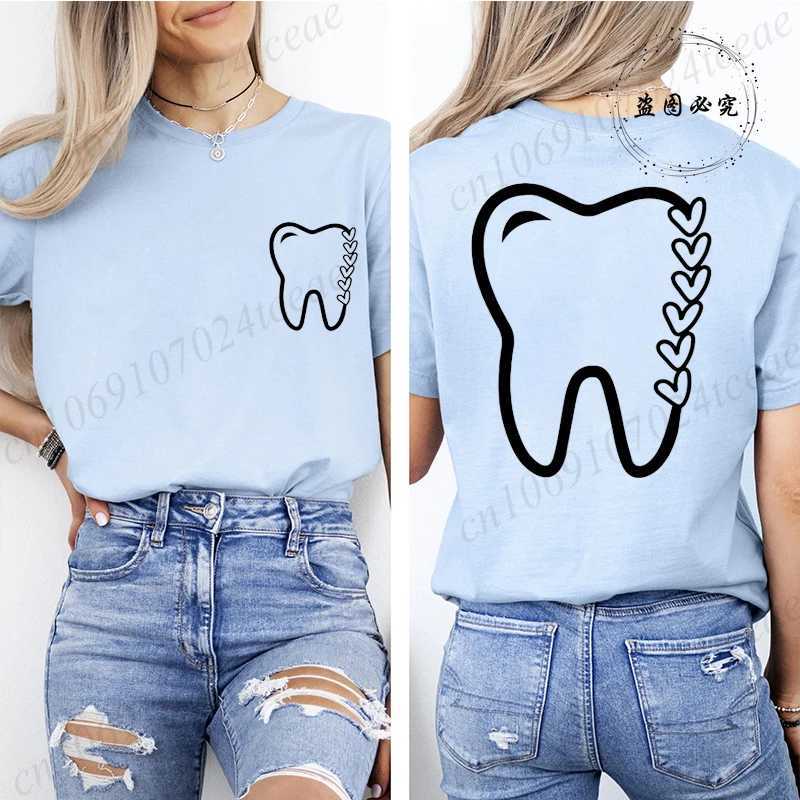 Women Dental Graphic T Shirt Clothes Funny Letter Print T-Shirts Short Sleeve Tee Shirts Summer Fashion Female T-Shirts Clothing M260317