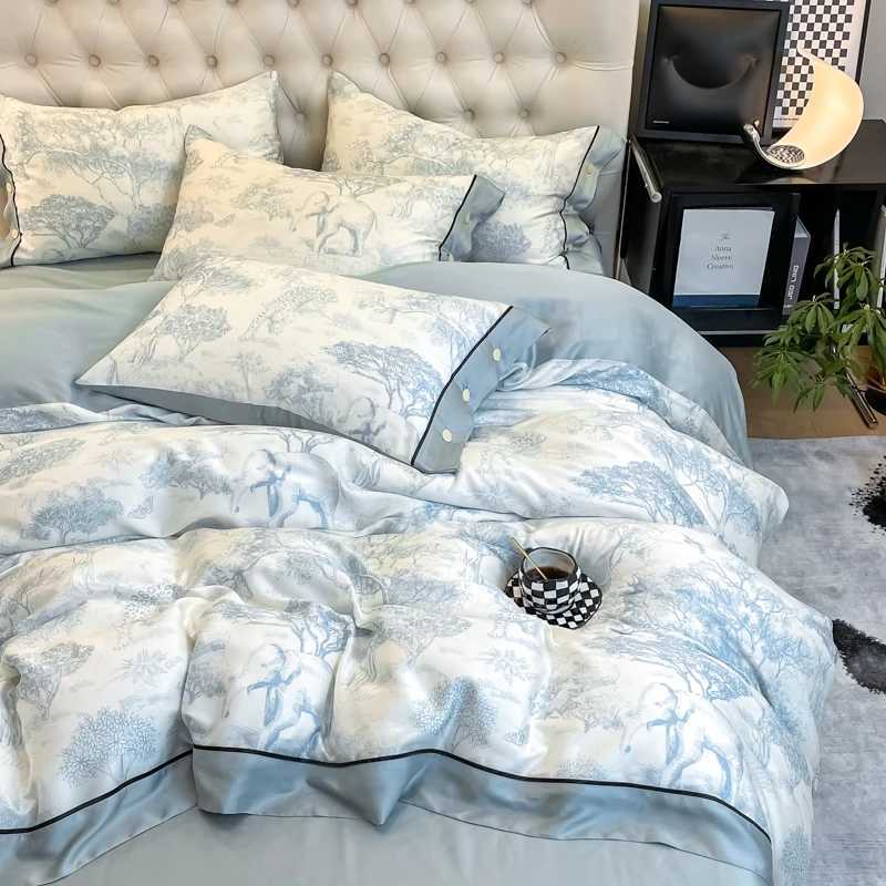 New style high quality bed quilt cover 4Pcs set for queen size summer pattern universal for all seasons D260317