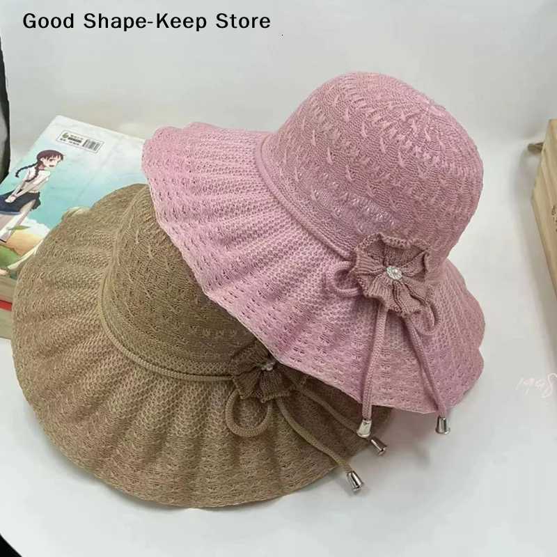 Fashion Casual Wide Brim UV Protection Straw Hat Breathable Beach Cap Bucket Hat Summer Sun Hat H260317 - view 5