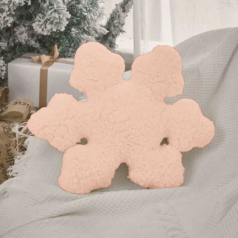 3D Snowflake Decorative Cushion Winter White Snowflake Shape Pillow Christmas Home Holiday Decoration Sofa Cojines for Bedroom D260317