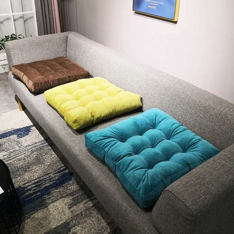 Corduroy Tatami Cushion Soft Plush Thicken Floor Pillow Pad Balcony Yoga Buttocks Seat Square Kneeling Pillows Tufted Cushions D260317