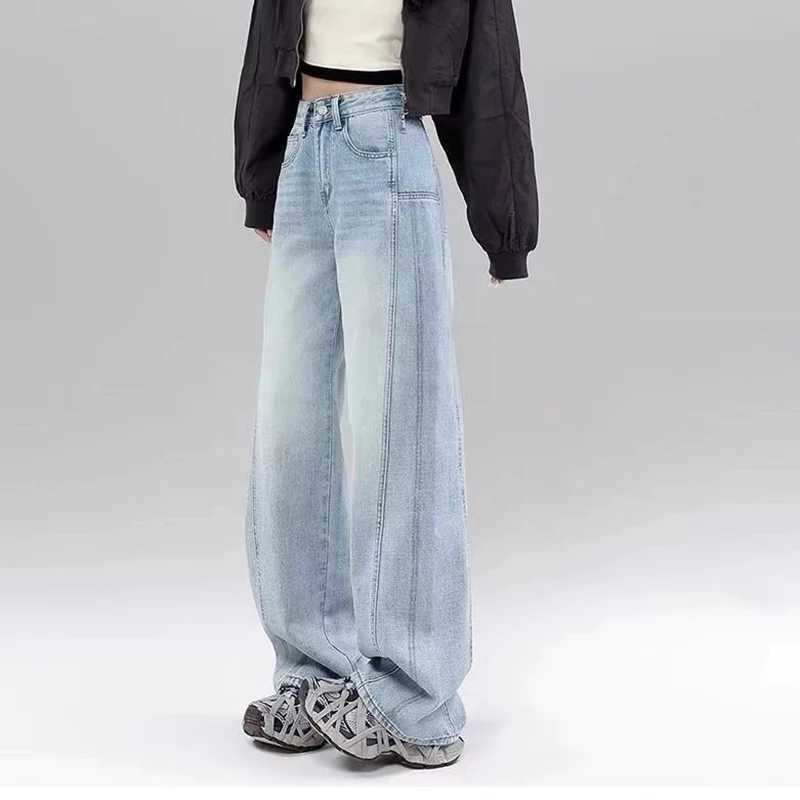 Women Korean Loose Fit Jeans s Classic Ins Fashion Denim Pants Lady Comfortable High Waist Straight Leg Trousers M260317