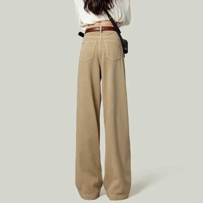 2024 Woman Fashion Y2k 2000s Jeans Female High Waist Long Pants s Light Blue Khaki Retro Blue White Aesthetic Denim Trousers M260317