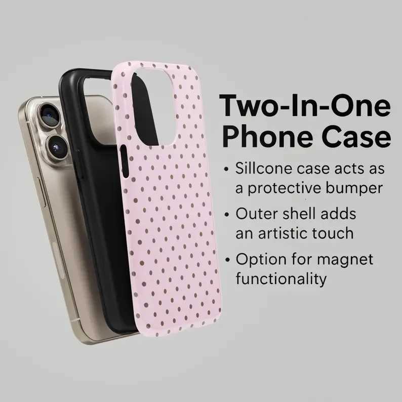 Cute Polka Dots Phone Case for IPhone 17 16e 16 15 14 13 12 11 X XS XR XSMAX 7 8 Air Pro Max Plus Luxury Double-layer Cover C260314