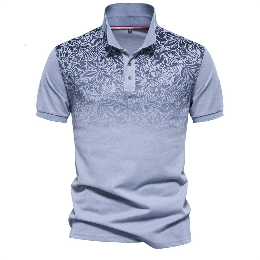 Printed European Size Polo Shirt Polo Hoodie Shirt Business Casual Men's Collar Gradient Color Cotton