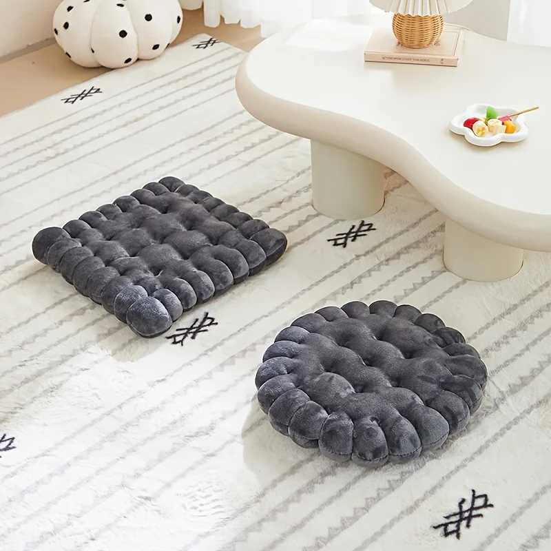 Large Biscuit Shape Plush CushionSoft Creative Pillow Chair Seat Pad Decorative Cookie Japanese Tatami Back Cushion D260317