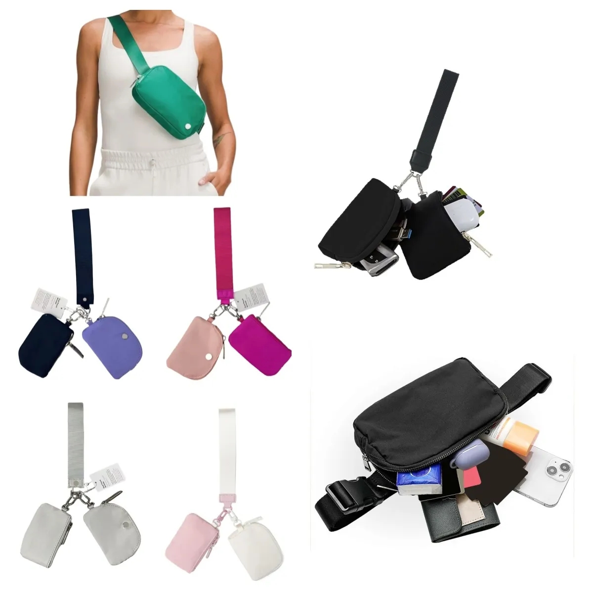 1u1uwomen Yoga wristlet clutch bag luL keychain wallet yoga bag bag mini Designer purse with detachable zipper wrap around wrist guard wallet portable coin pocket