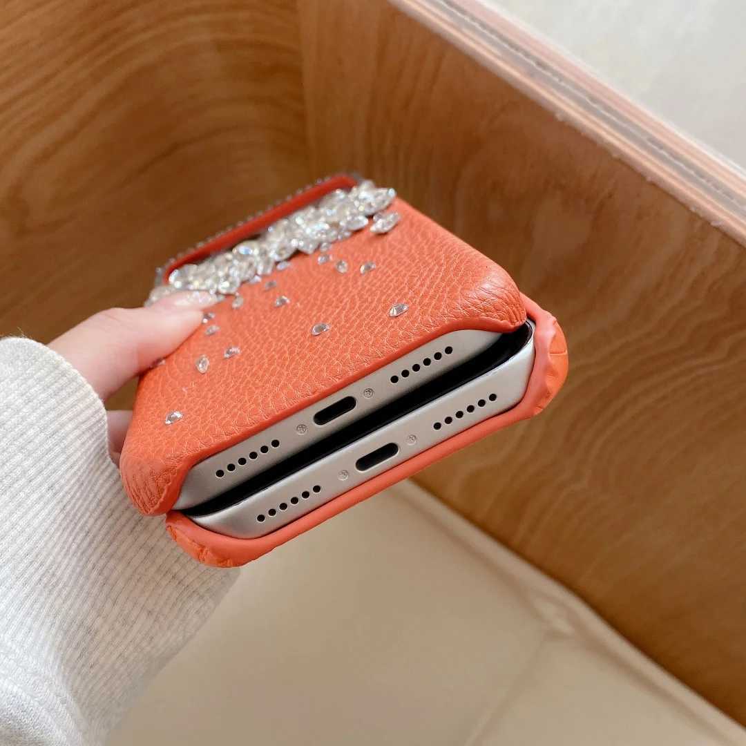 3D Orange Crocodile Pattern Luxury Rhinestone Case for IPhone 17 Pro Max 15 14 13 12 16 Pro Max 17 air Diamond Cust Hard Cover C260314