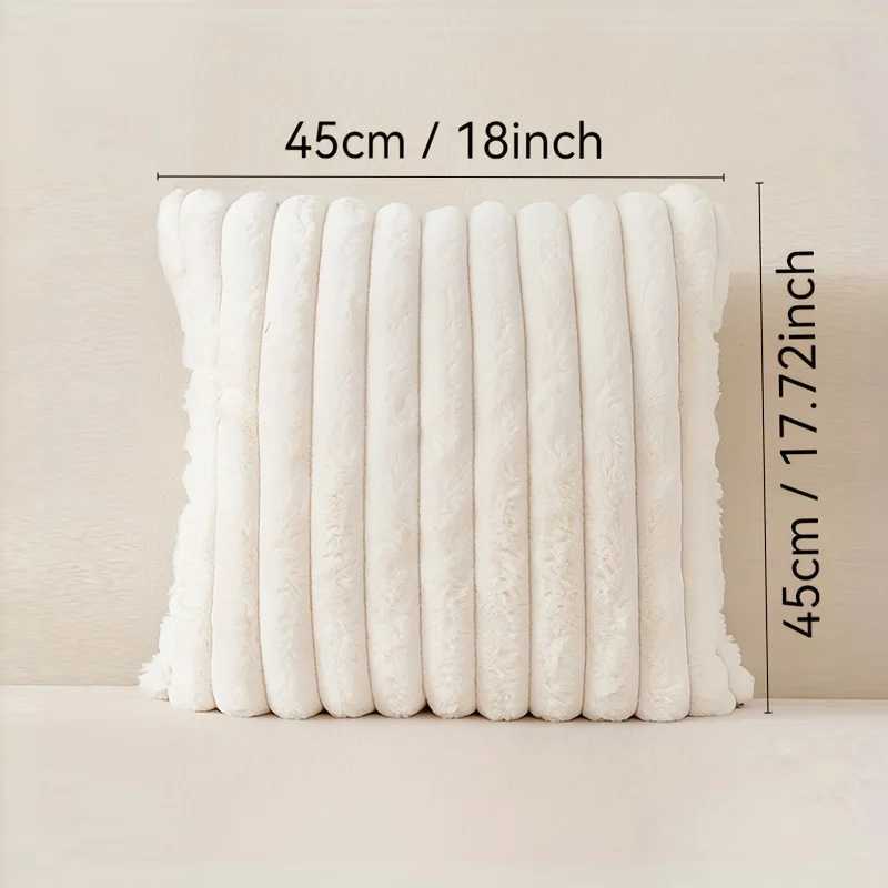 1pc Plush Decorative Throw Pillow Cover Fuzzy Striped Soft Throw Pillow Covers Cushion Covers for Sofa living room Bedroom D260317