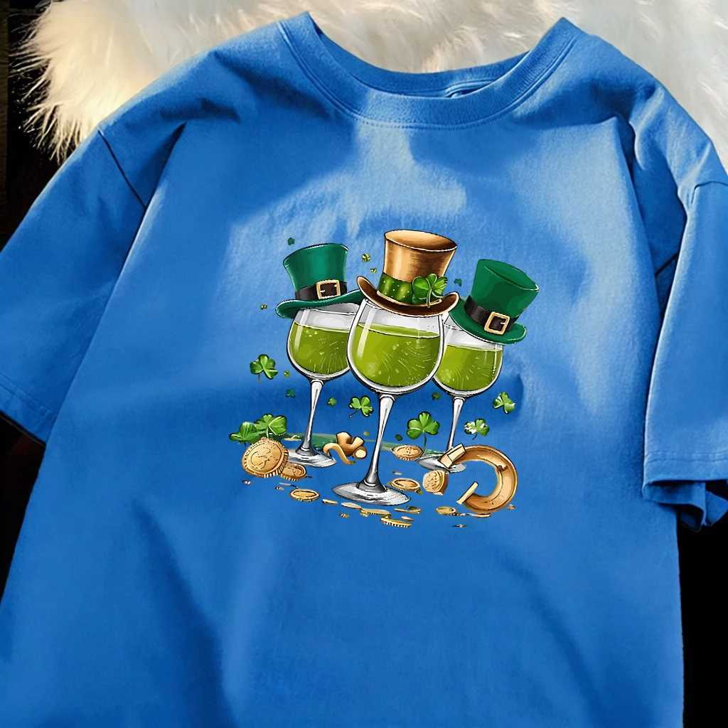 St PatrickS Day Drinks Pattern Men Daily T-Shirts Cotton Multicolor T Shirt Hip Hop Summer Short Sleeve Soft All-Match Clothes M260317