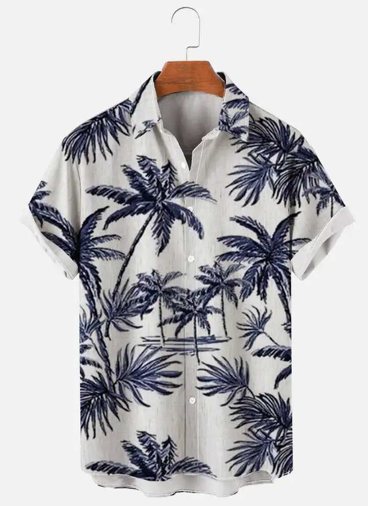 Mens Shirt Tropical plants pattern 3D Print Tops New Summer Casual Holiday shirt Button Lapel Short Sleeves Unisex Clothing M260317