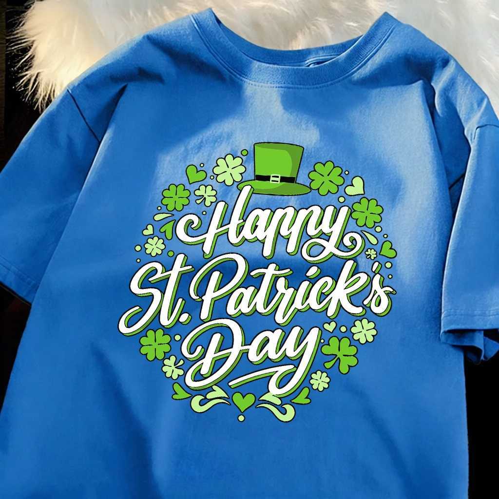 Happy St PatrickS Day White Prints Man T-Shirt Soft Cotton T Shirts All-Match Comfortable Clothing Loose Summer Short Sleeve M260317