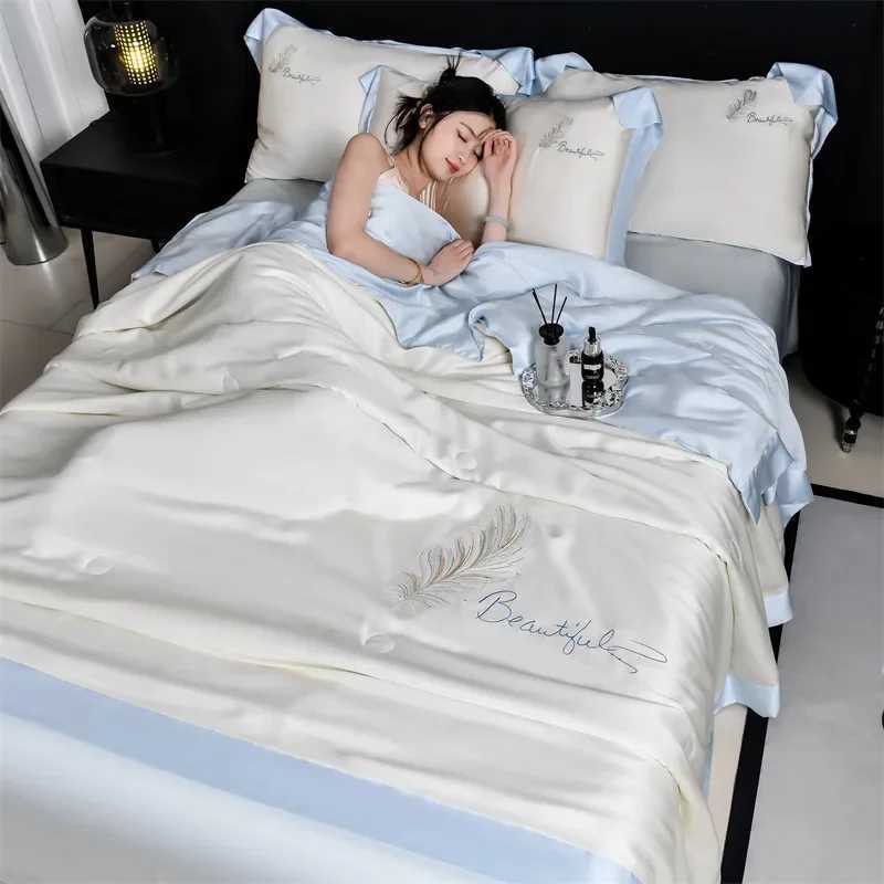 embroidery washed summer quilt 3-piece set four-piece set embroidered ice silk summer cool quilt air conditioner quilt D260317