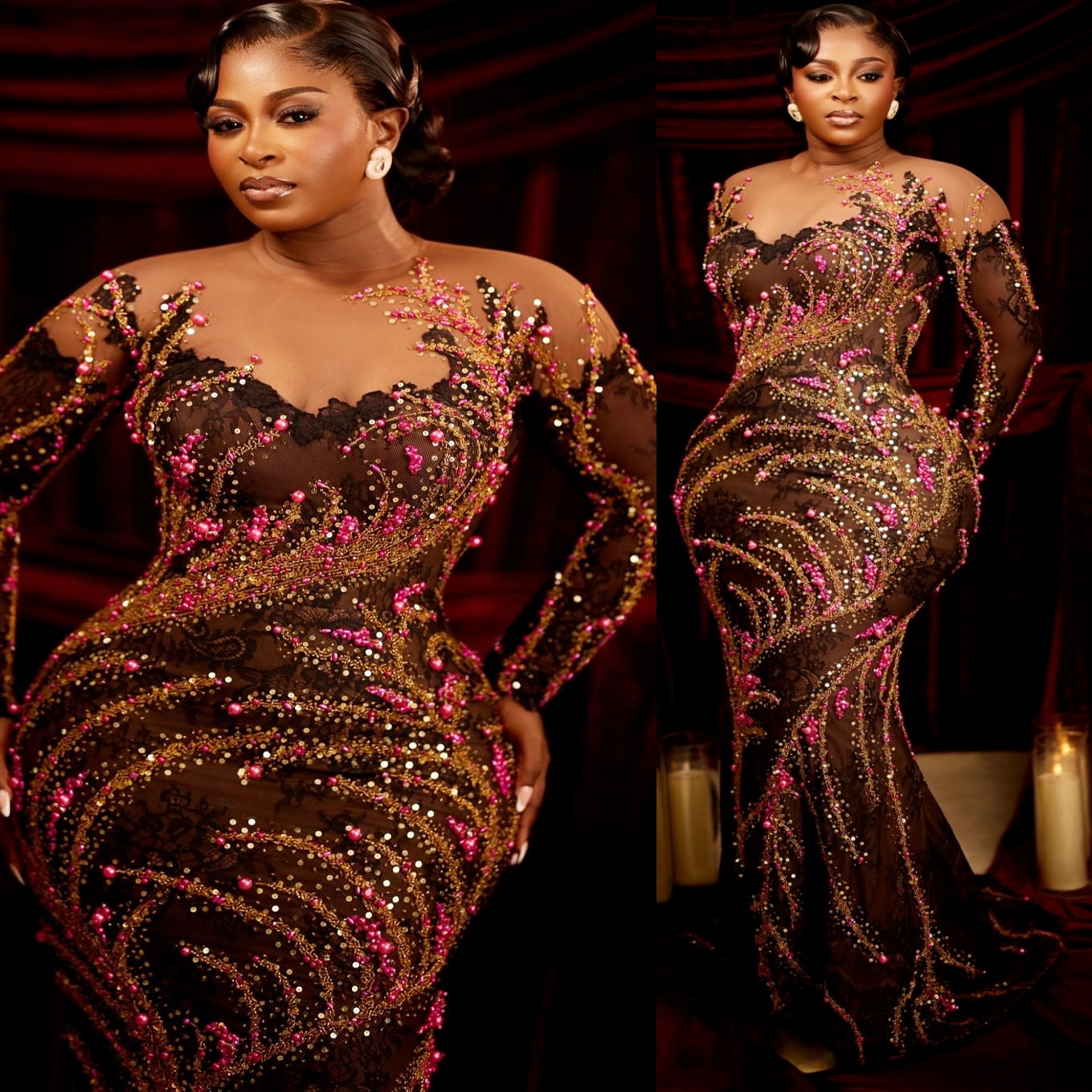2K26 Aso Ebi Brown Prom Dress 2026 Mermaid Prom Dress Lace Beaded Pearls Lace Vintage Evening Dresses Birthday Party Formal Receiption Gowns Dresses Z