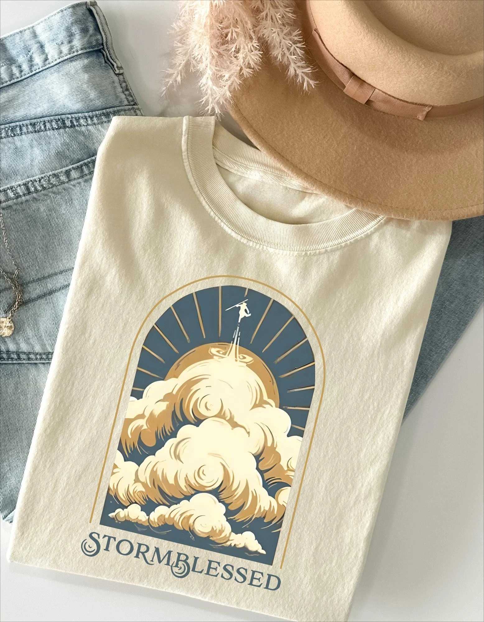 Summer Womens Vintage Stormblessed T Shirt Cotton and Breathable Short Sleeve Streetwear Oversized Loose Casual M260317