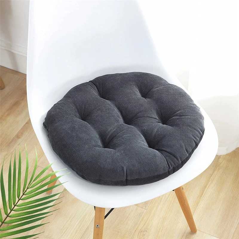 Round Large Floor Seat Pillows Gray Tufted Corduroy Cushions for Outdoor Yoga Tatami Chair Pad Casual Seating Reading Cushion D260317