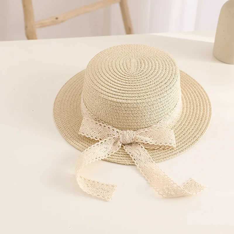 Cute Bow Streamer Girls Straw Hat Spring Summer Breathable Sunshade Kids Sun Hat Outdoor Travel UV Protection Children Panama H260317 - view 6