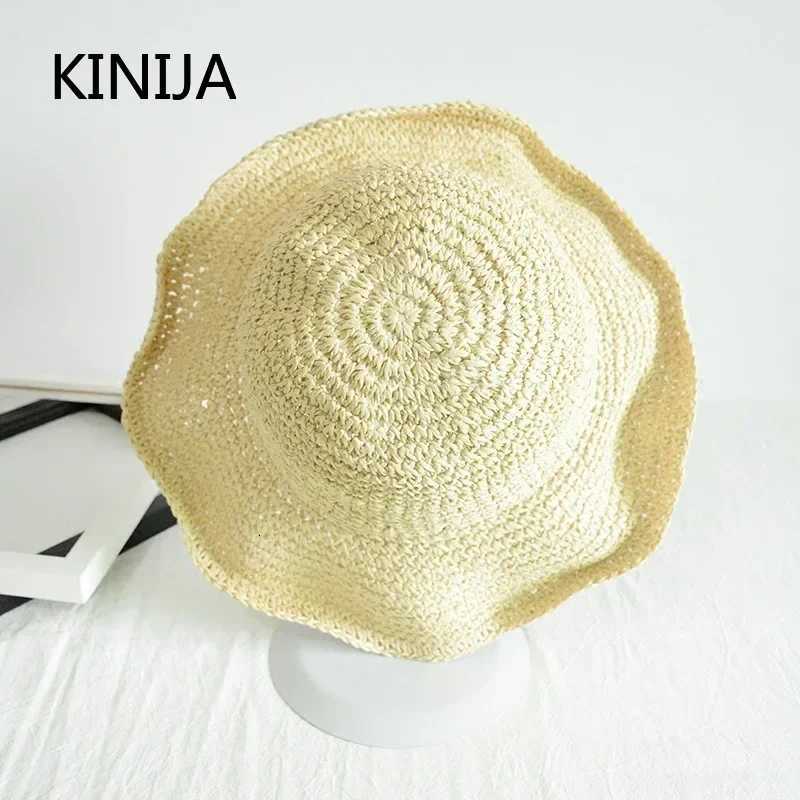 Beach Hat Female Sunscreen Cap Simple Women Panama Straw Hat Summer Sun Hat for Women Lady Folding Travel Caps 10cm Brim Floppy H260317 - view 6
