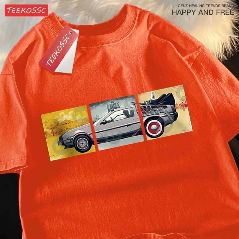 Back To The Future Movie Car T Shirt Mens Cartoons Loose Menswear Cotton Summer T Shirts Hip Hop Oversized Short Sleeve Couple M260317