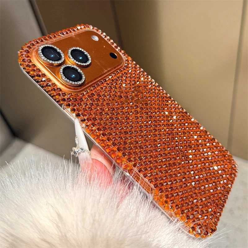 Luxury ar Orange Glitter Rhinestone Bling Phone Case For iPhone 17 Pro Max Air 11 12 13 14 15 16 Prax Shining Back Cover C260314