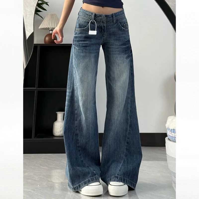 Female Solid Casual Baggy Jeans s Retro Fashion High Waist Denim Trousers Lady Designer Comfortable Wide Leg Pants M260317